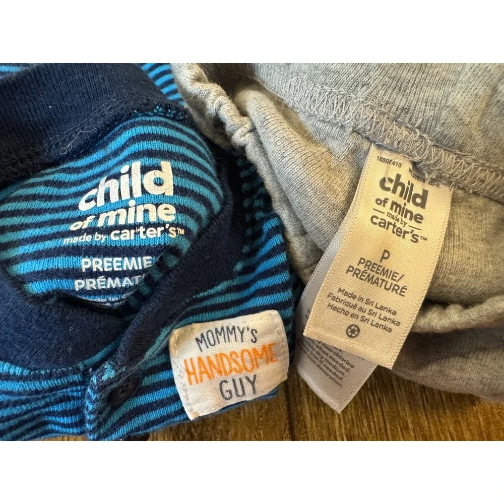 Carters Preemie Baby Boy Outfit Long Sleeved Shirt Pants Clothes Reborn Handsome